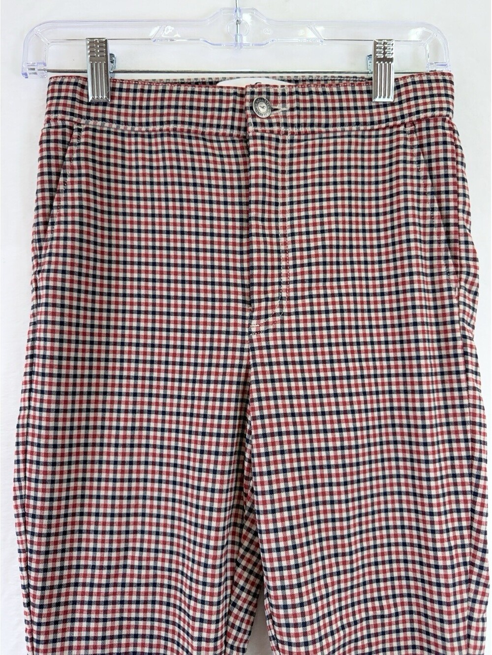 Hollister Ultra High Rise Pants Small Womens Red Blue Check Womens